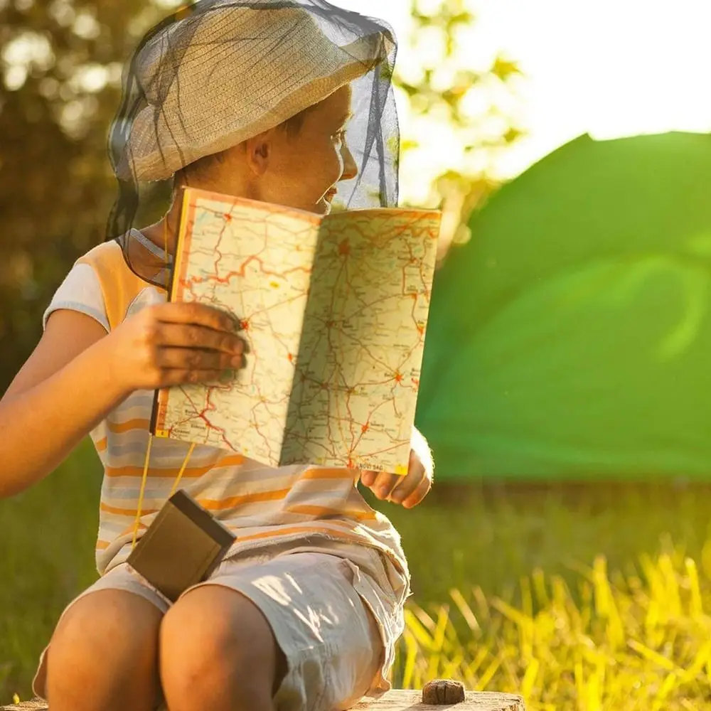 ガーデニングハット通気性蚊ヘッドネットメッシュ軽量帽子ネットカバー蚊帳キャップキャンプ