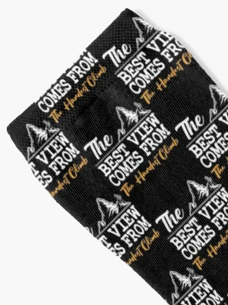 The best view comes from the hardest climb - Mountain Adventure Gift Socks Crossfit cotton anime happy Socks For Men Women's