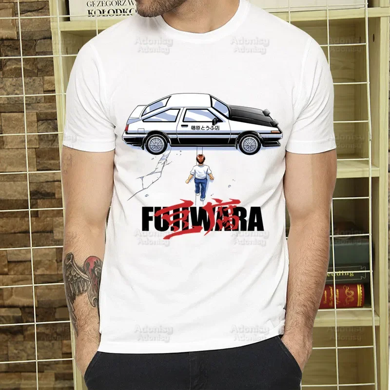 Initial D T Shirt Men Retro Washed Tops Tees Harajuku AE86 Drift Tshirt Hip Hop Male Fujiwara Tofu JDM Japanese T-shirts