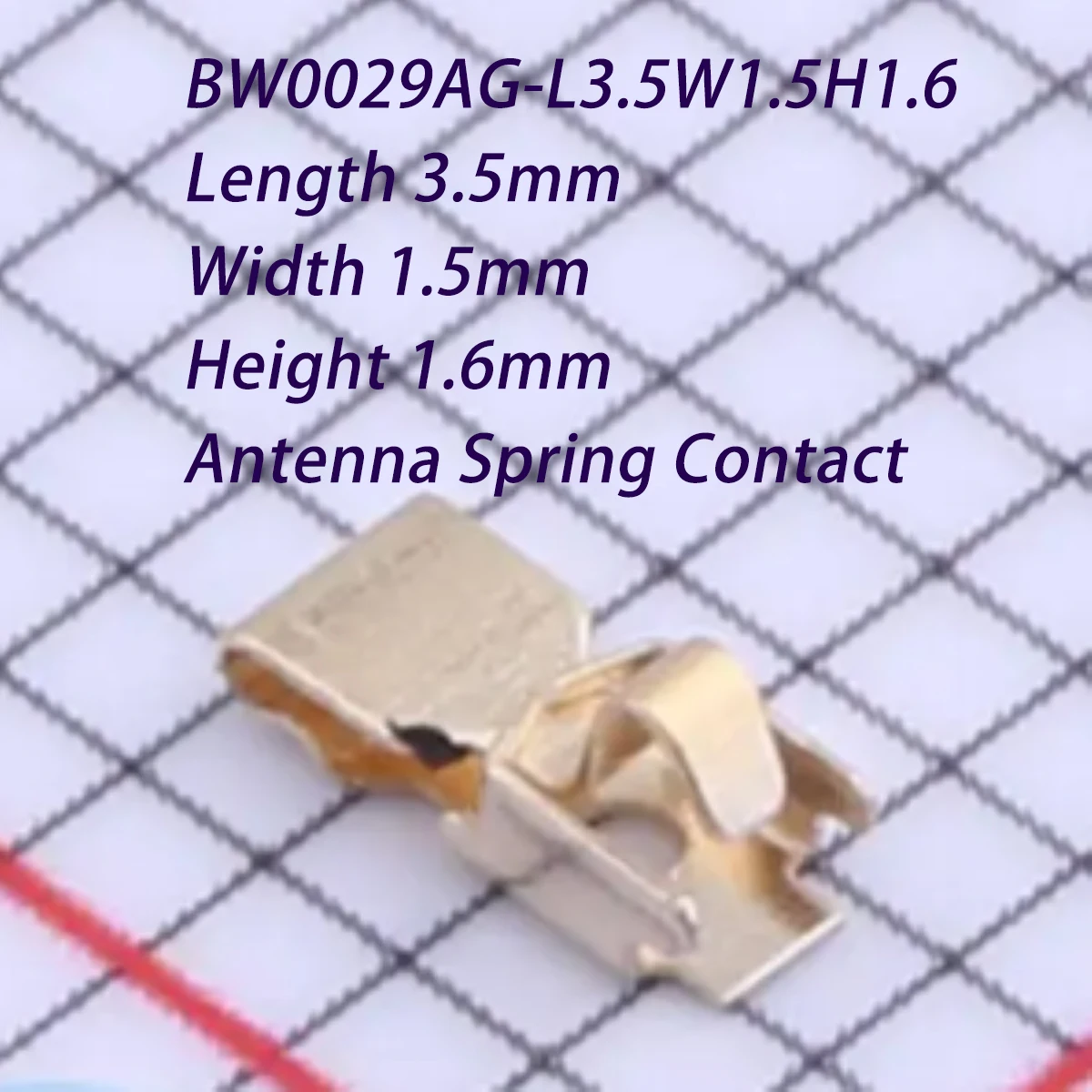 100Pcs Bw0029Ag-L3.5W1.5H1.6 Gold Length 3.5mm Width 1.5mm Height 1.6mm 3.5X1.5X1.6Mm Stainless Steel Sus 301 New Original Smd Antenna Spring Contact