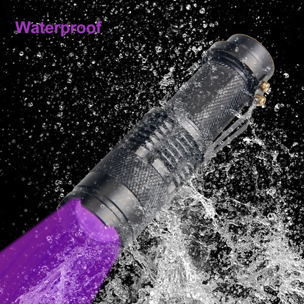 VASTFIRE multi piece 395/365nm UV lamp waterproof variable zoom purple flashlight for exploration and pet urine, money, nails