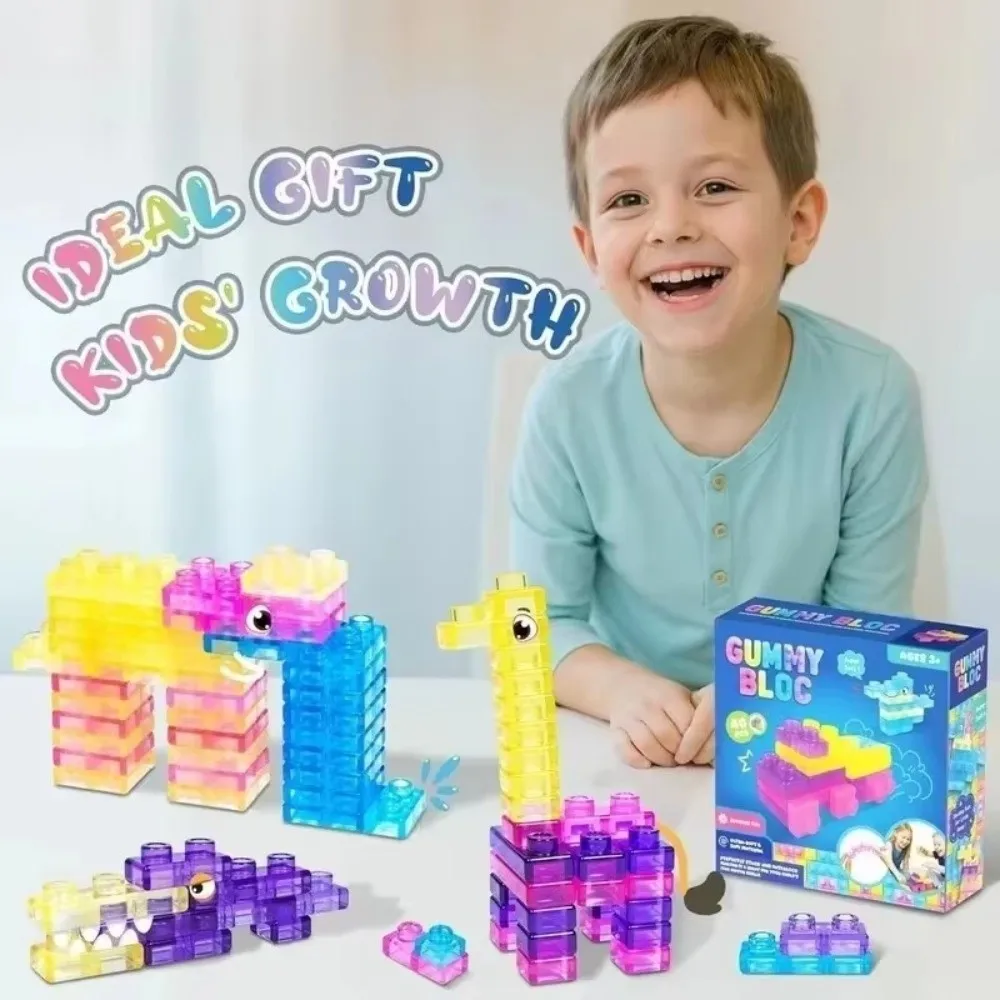 Soft Jelly Jelly Building Blocks Rubber Stackable Squishy Building Blocks Transparent Twistable Soft Jelly Blocks Teens
