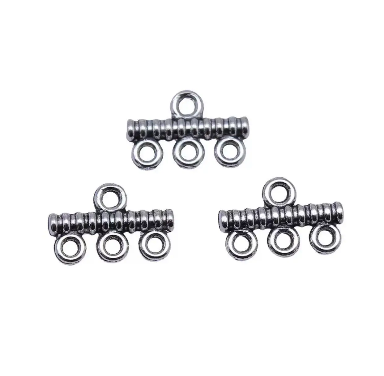 

50pcs 14*9.3mm Tibetan silver color Vintage 3holes connector for jewelry findings Zinc alloy metal HW3292