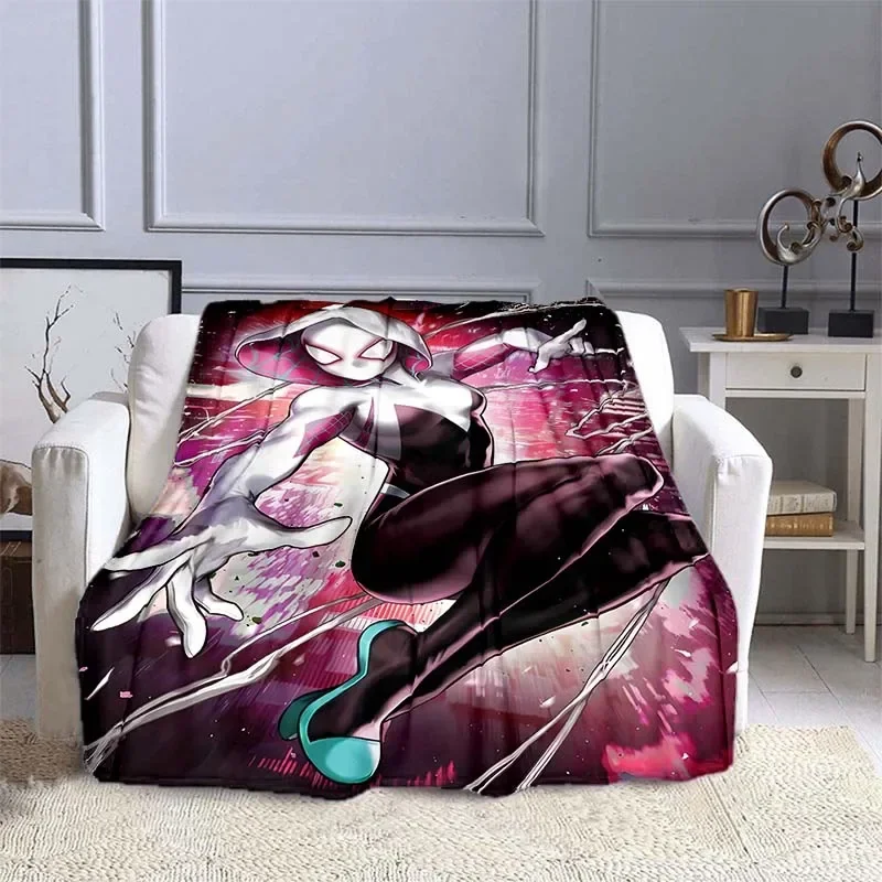 10 Sizes Cartoon Spider Gwen Pattern Blanket Warm Soft Fluffy Kids and Adult Sofa Bed Throw Blanket Outdoor Travel Camping Sheet