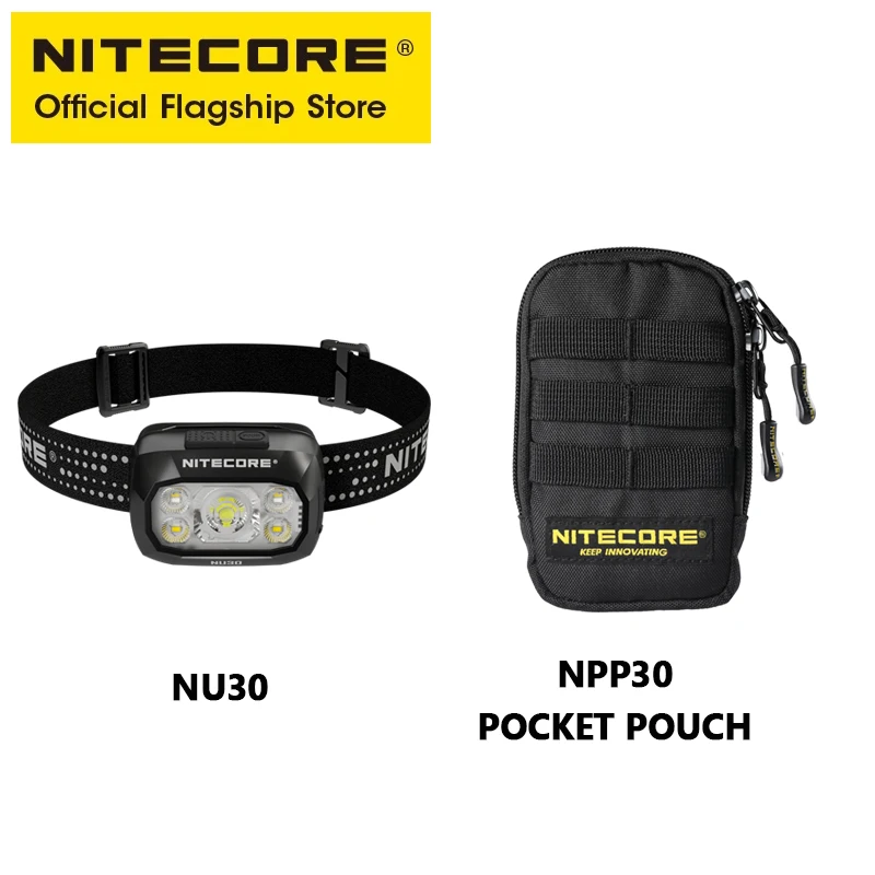 NITECORE NU30 USB-C oplaadbare koplamp 500 lumen Lichtgewicht LED-koplamp Werklamp Ingebouwde 1500 mAh batterij voor hardlopen
