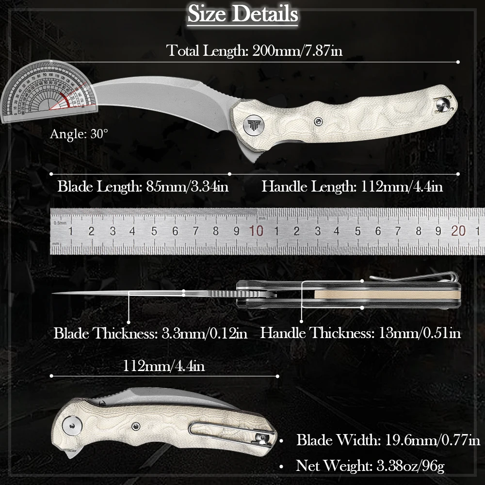 TRIVISA Lacerta متعددة الوظائف جيب سكين للفرد 14C28N شفرة النحاس الألومنيوم احباط مقبض مع كليب الصيد التكتيكي التخييم #2