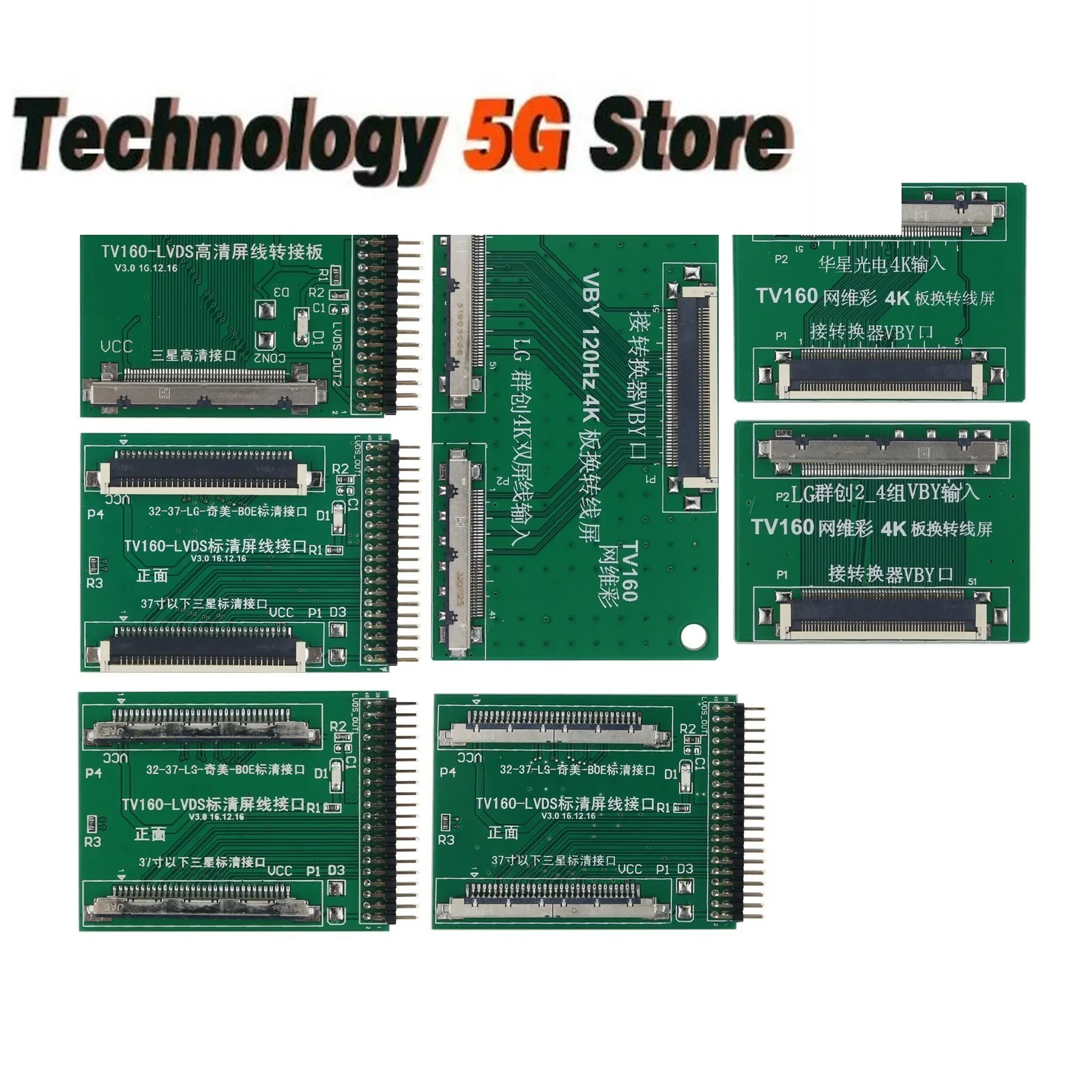 TV160 7세대 메인보드 테스터 도구 LCD 디스플레이 Vbyone LVDS-HDMI 호환 변환기 + 7 어댑터 보드