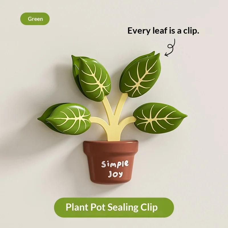 Cute Plant Shape Magnetic Food Sealing Clips Kitchen Refrigerator Magnet Snack Fresh Keeping Seal Clips