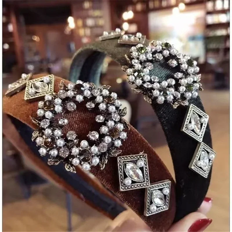 

Luxury Retro Rhinestone Headband Hairbands For Women Crystal Rhinestone Hairband Headband Hair Accessories For Girls QH118