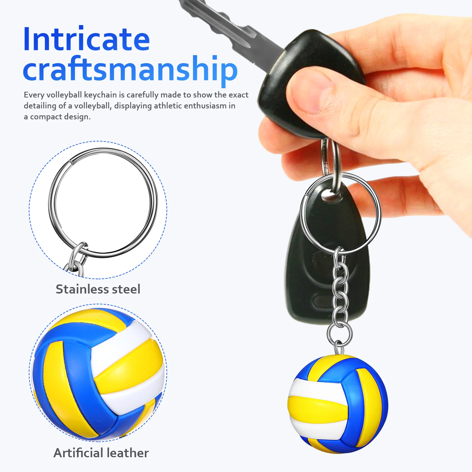 4 Pcs Cute Volleyball Keychain Student Bag Hanging Charms Hard Chains For Car Keys