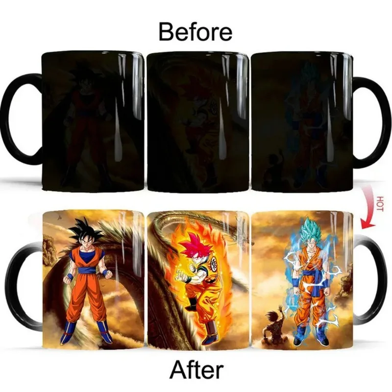 Anime Dragon Ball Goku Mug Cartoon Creative Son Goku Ceramic Cup Hot Heat Sensitive Magic Color Changing Mug Kids Birthdays Gift