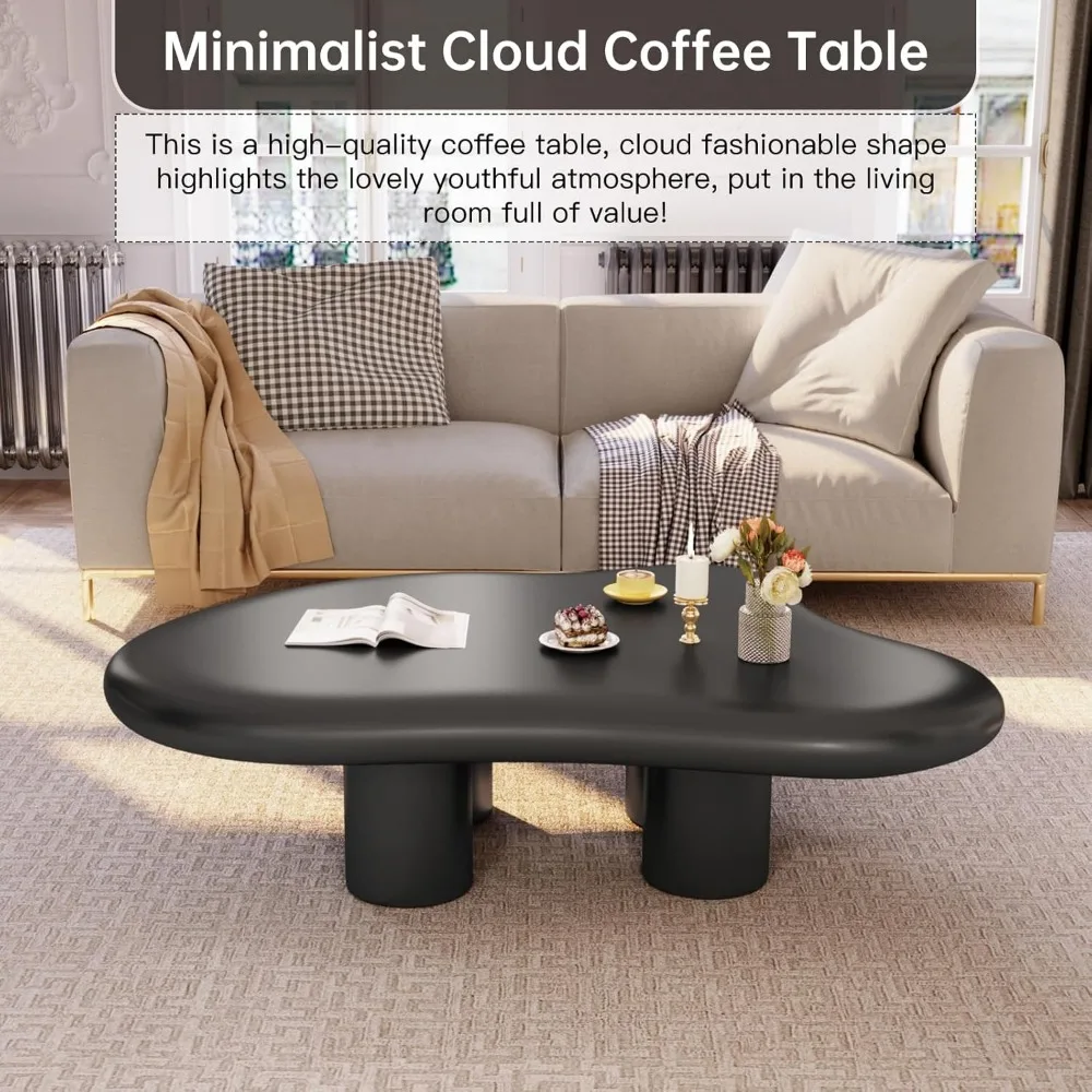 35.8" L Cloud Coffee Table with 4 Legs for Living Room,Center Table,Low Table,Floor Table,Round Corner Sofa Table,Black