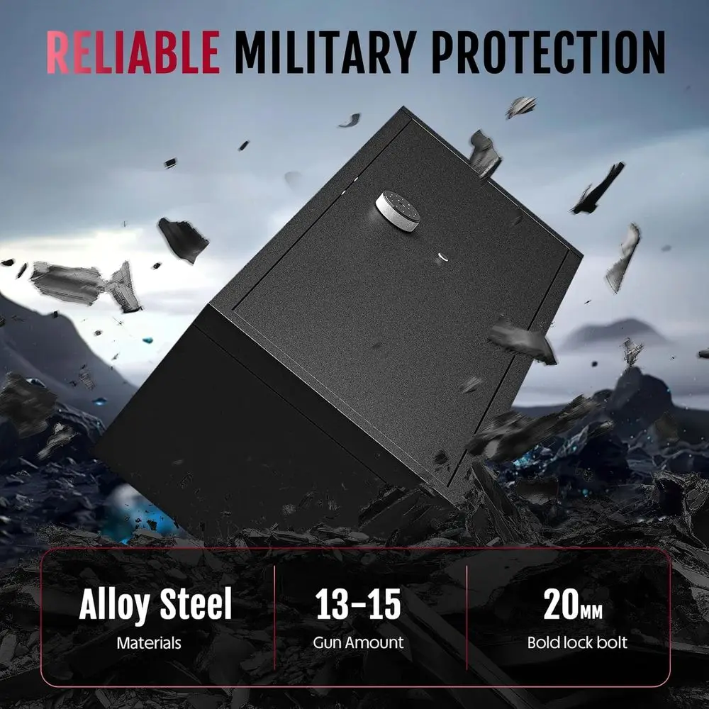 Biometric Rifle & Pistol Safe with Adjustable Shelves, Ideal for AR15 and Home/Hunting Use