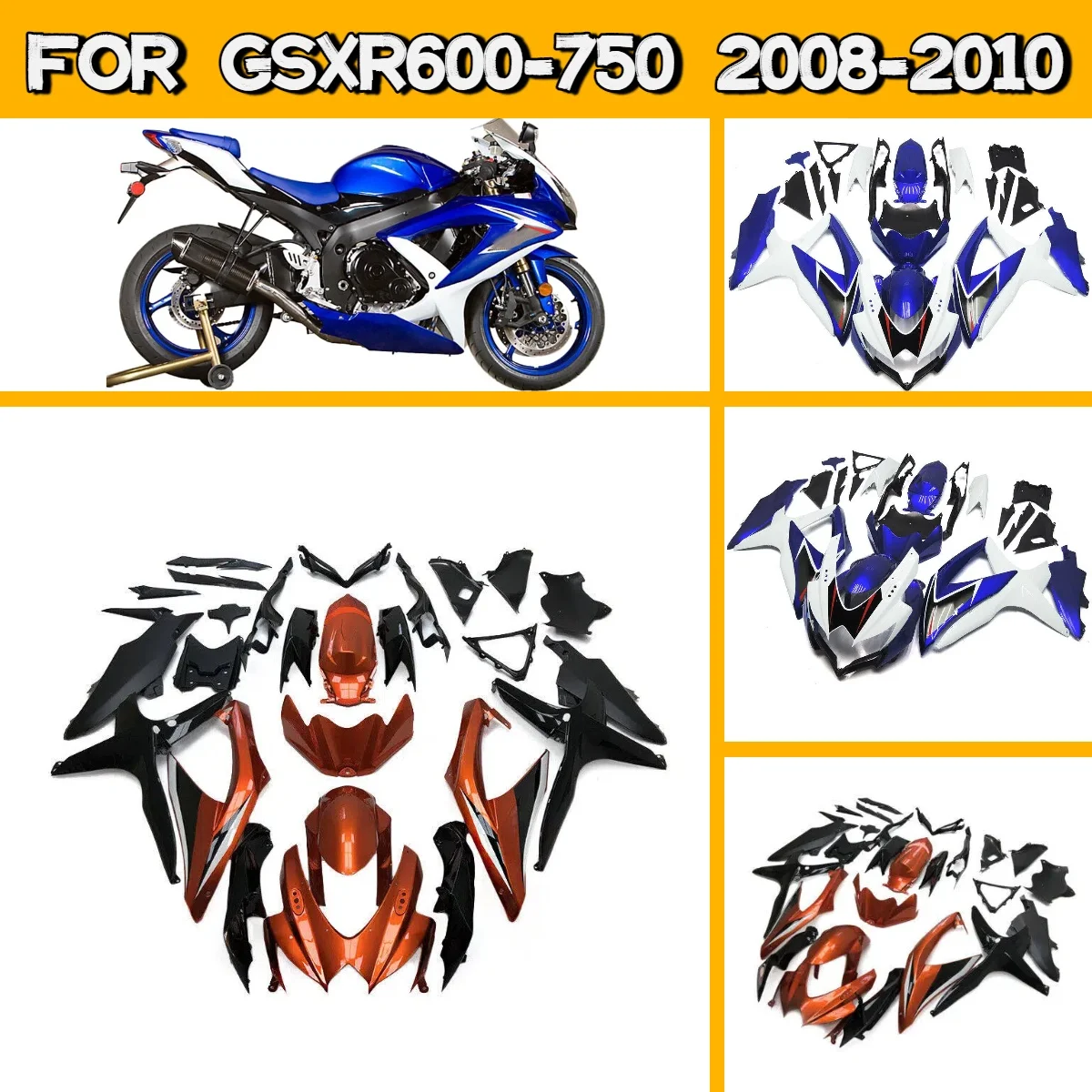 

Body Parts Fairings 2008 2009 2010 GSXR600 GSXR750 Motorcycle Accessories Fairing Set for 08 09 10 Suzuki GSXR 600 750
