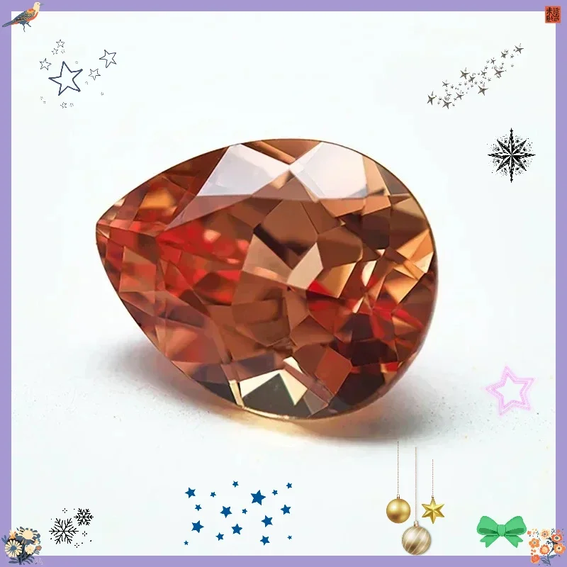 Lab Grown Sapphire Pear Cut Orange Color Gemstone For Jewelry Making Selectable  Certificate