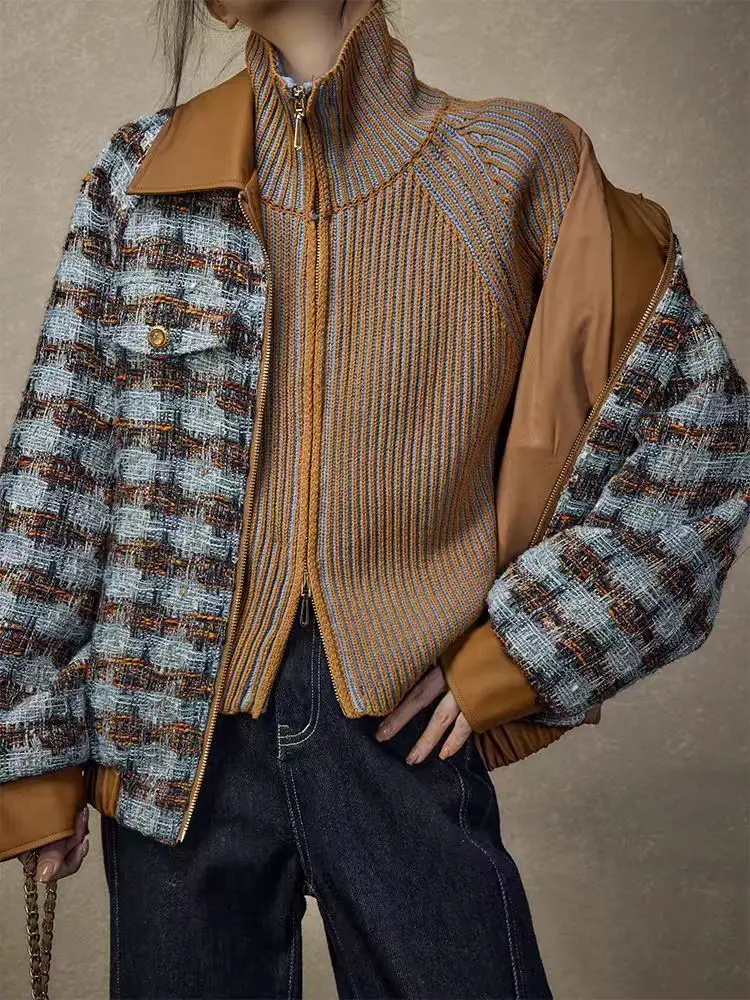 

New Style Women's Loose-fitting Button-down Double-zipper Spring-autumn Coat