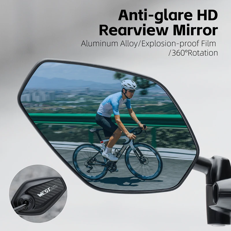 Bicycle Rearview Mirror Anti Glare Aluminum Alloy Bracket Anti Shake Stable Rearview Mirror with Hexagonal Installation Wrench