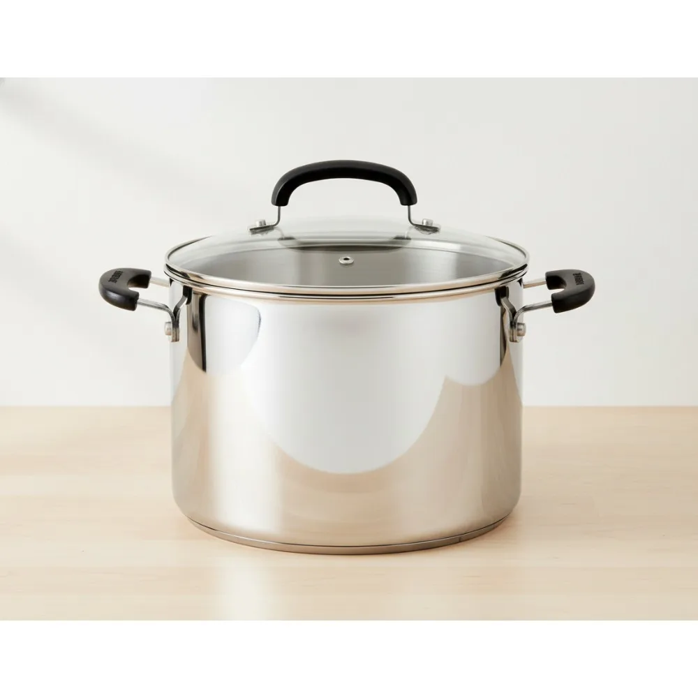 

Premium Stainless Steel Stockpot with Glass Lid, 8 Quart, Dishwasher Safe & Induction Ready for Home Chefs