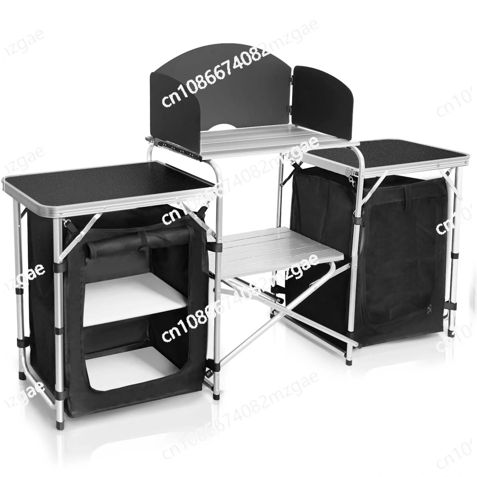 Outdoor camping mobile kitchen table aluminum alloy folding with cloth cabinet outdoor camping table