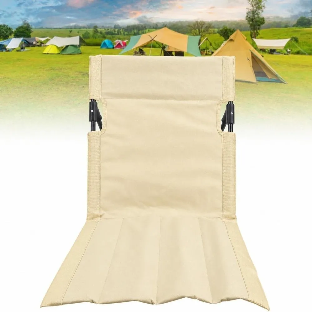 2 Pcs Metal Support Rod Outdoor Folding Chair Foldable Khaki Beach Ground Chair Lightweight Solid Foldable Lawn Seat