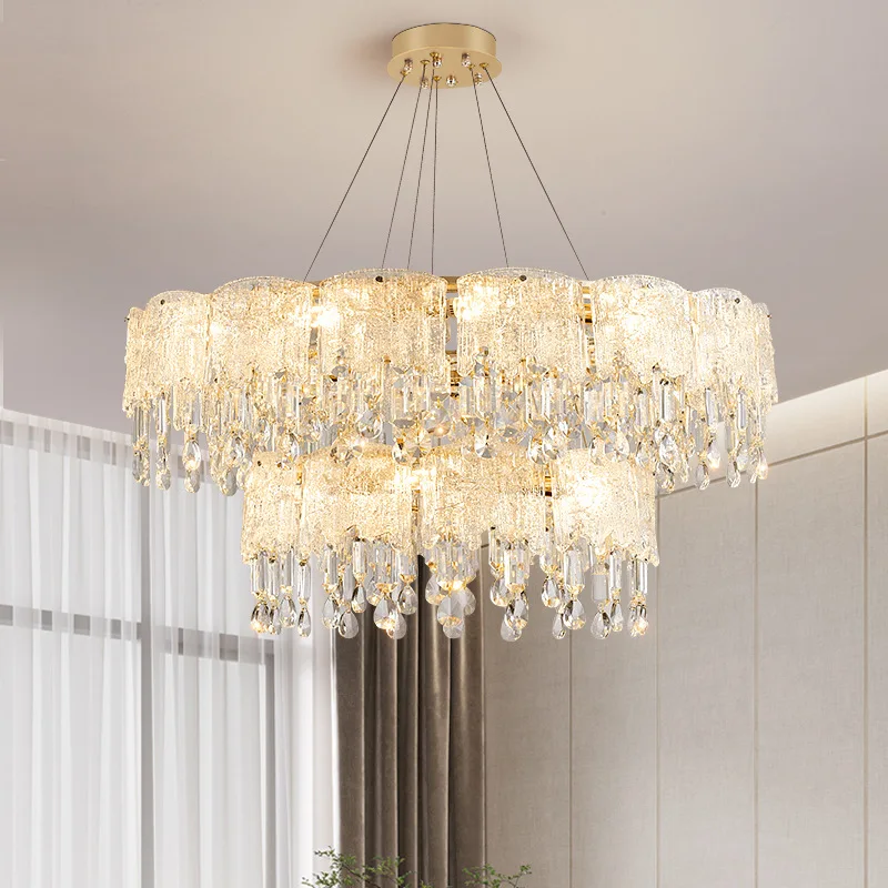 New French cream-style ceiling chandelier snowflake glass bedroom living room Dining chandelier interior decoration lights