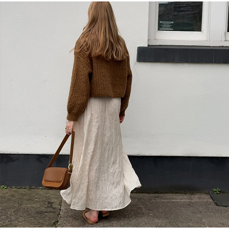 Retro Plush Single Breasted Cardigan Women Elegant Loose Solid O-neck Short Sweaters Female Winter Autumn Chic Street Knitwear