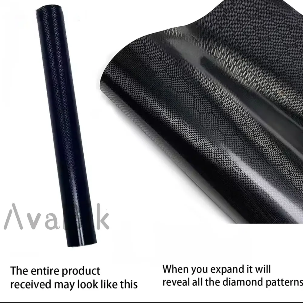 

HD Carbon Fiber Car Stickers Diamond Forged Carbon Black Film Waterproof Scratch Resistant Low Tack Glue PET with Air Release