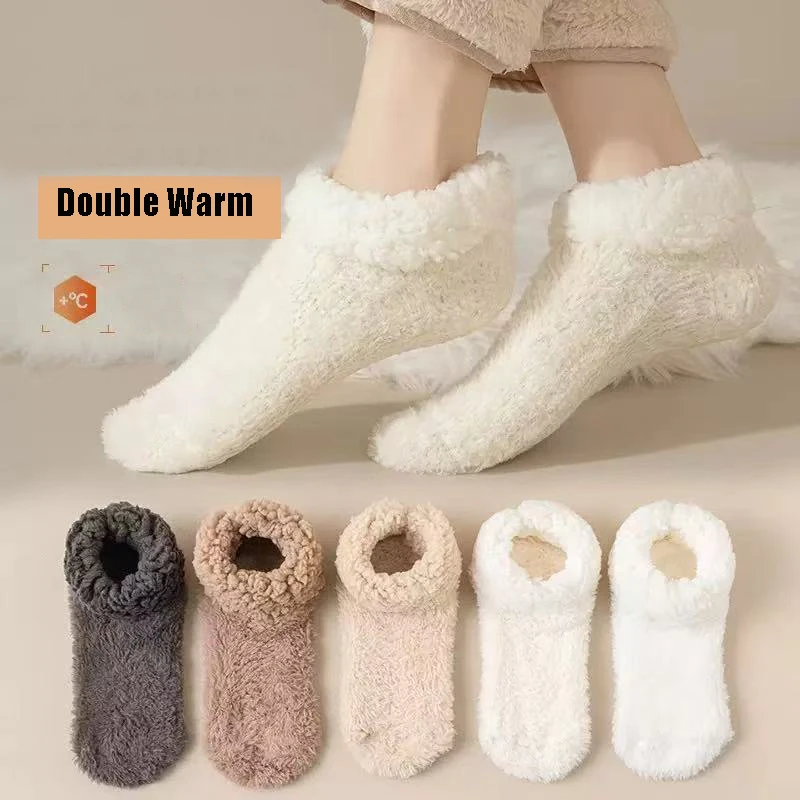 Women's Cozy Fleece Lined Floor Socks Non-Slip Gripper Soles Plush Interior for Warmth Comfort Safe Winter Floor Socks