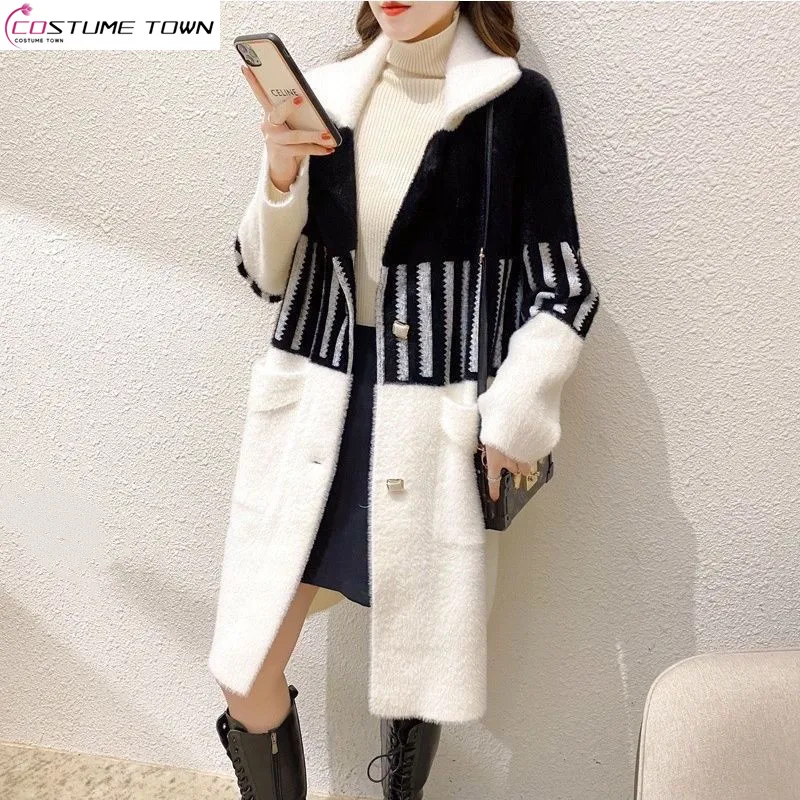 

Autumn and Winter Korean New Thickened Medium to Long Coat Loose Fashion Suit Collar Coat Trend