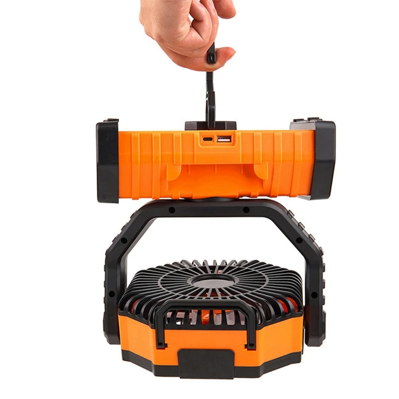 ABGR-10000Mah Akku-Lüfter, wiederaufladbar, mit Haken und hellem LED-Licht, Fernbedienung, Timer, automatische Oszillation, kabelloser Lüfter