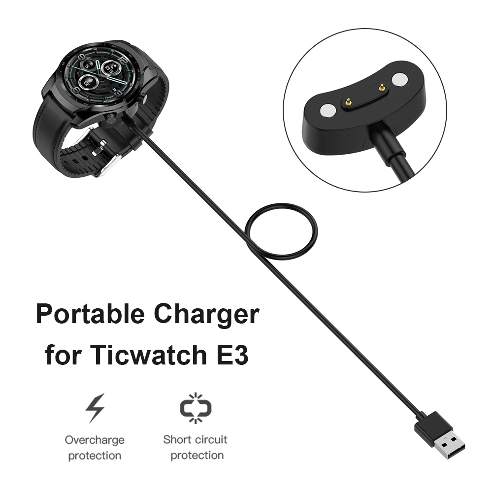 

1m Smart Watch Charger Cable Charging Dock Station Power Adapter for Ticwatch E3/Pro3/Pro3 LTE Charging Dock Cradle