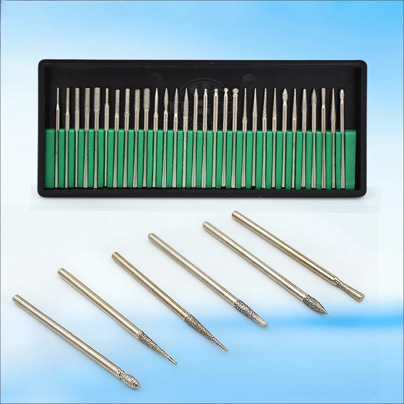 

30 Pieces of Mixed Dental Materials Emery Grinding Head Rod 2.35mm Handle Jade Denture Polished and Carved