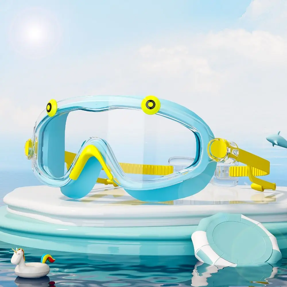 Waterproof Big Frame Swim Goggles Anti Fog Soft Silicone Children Swim Glasses Leak-proof with Earplugs