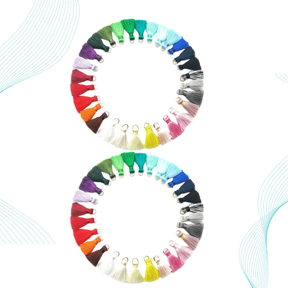 

60Pcs Mini Ring Tassel Earrings Accessories Long Hanging Pendant DIY Keychain Jewelry Mixed Color Tassel Jewelry Dangler