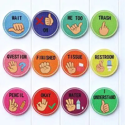 Gesture Poster Boho Klassenzimmer Hand Signale Aufkleber Asl Karten Wissenschaft Dekor Flash Grundschule