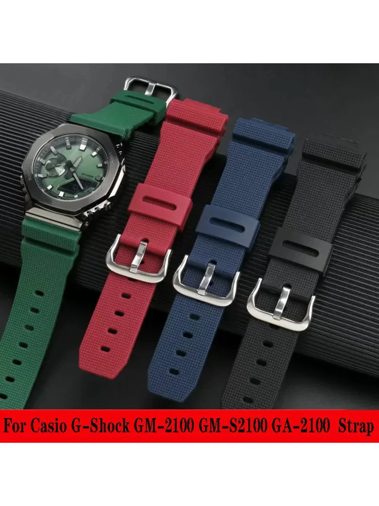 لساعة كاسيو جي شوك GM-2100 GA-2100 GWM-5610 DW-5600 6900 GA110 100 سوار مطاطي راتنجي للرجال بعرض 16 مم مع مشبك سيليكون