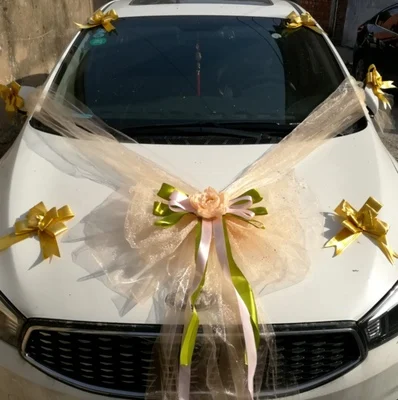 Wedding Car Auxiliary Simulation Decorative Bow Knot Flowers Wedding Articles Decoration Fleet Rose Caravan Silk Flowers