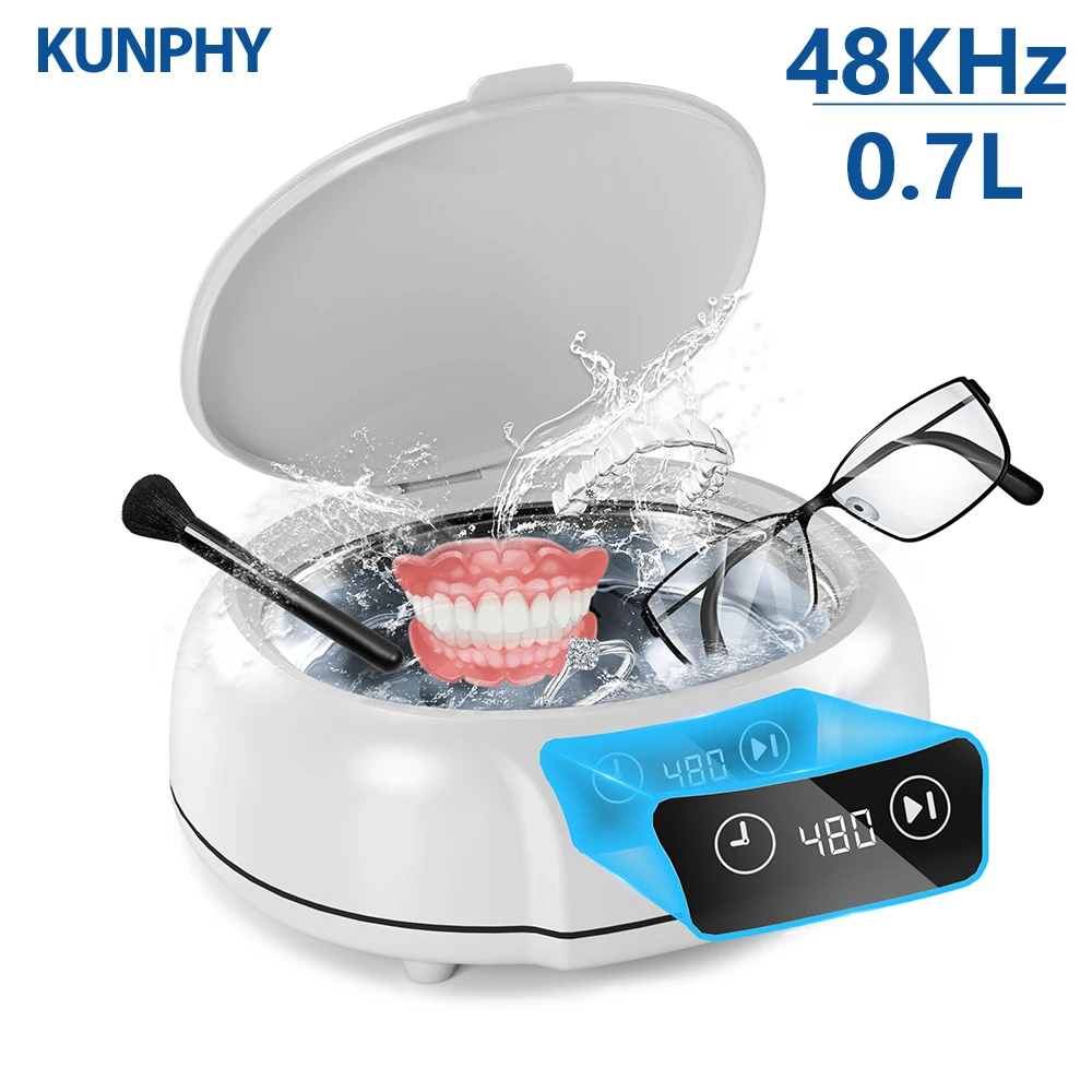KUNPHY 600ml 초음파 클리너 초음파 안경 쥬얼리 클리너 가정용 치과 기기 용 48KHZ 초음파 세척 목욕