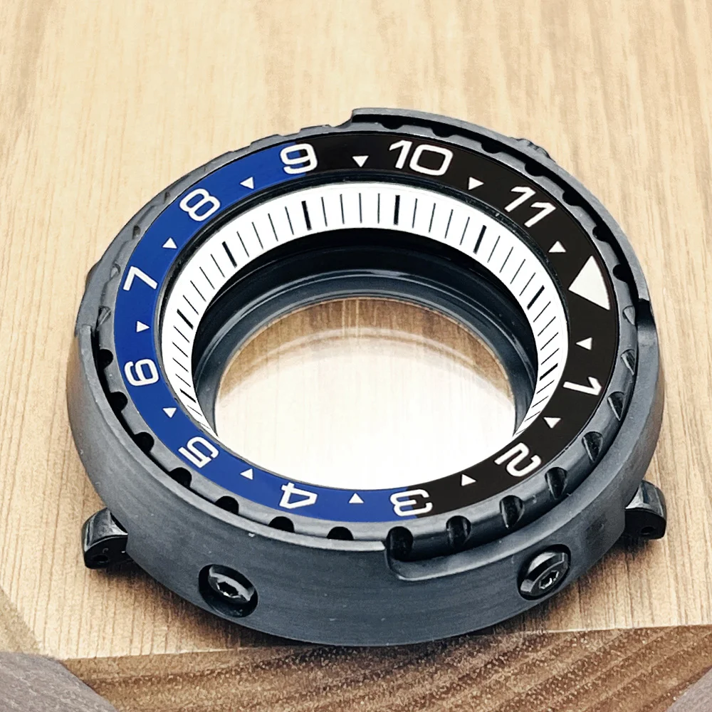 

47mm Black NH35 Tuna Watch Case fit for NH35 NH36 7S 4R Movement Sapphire Crystal Glass Seiko Canned Watch Cases