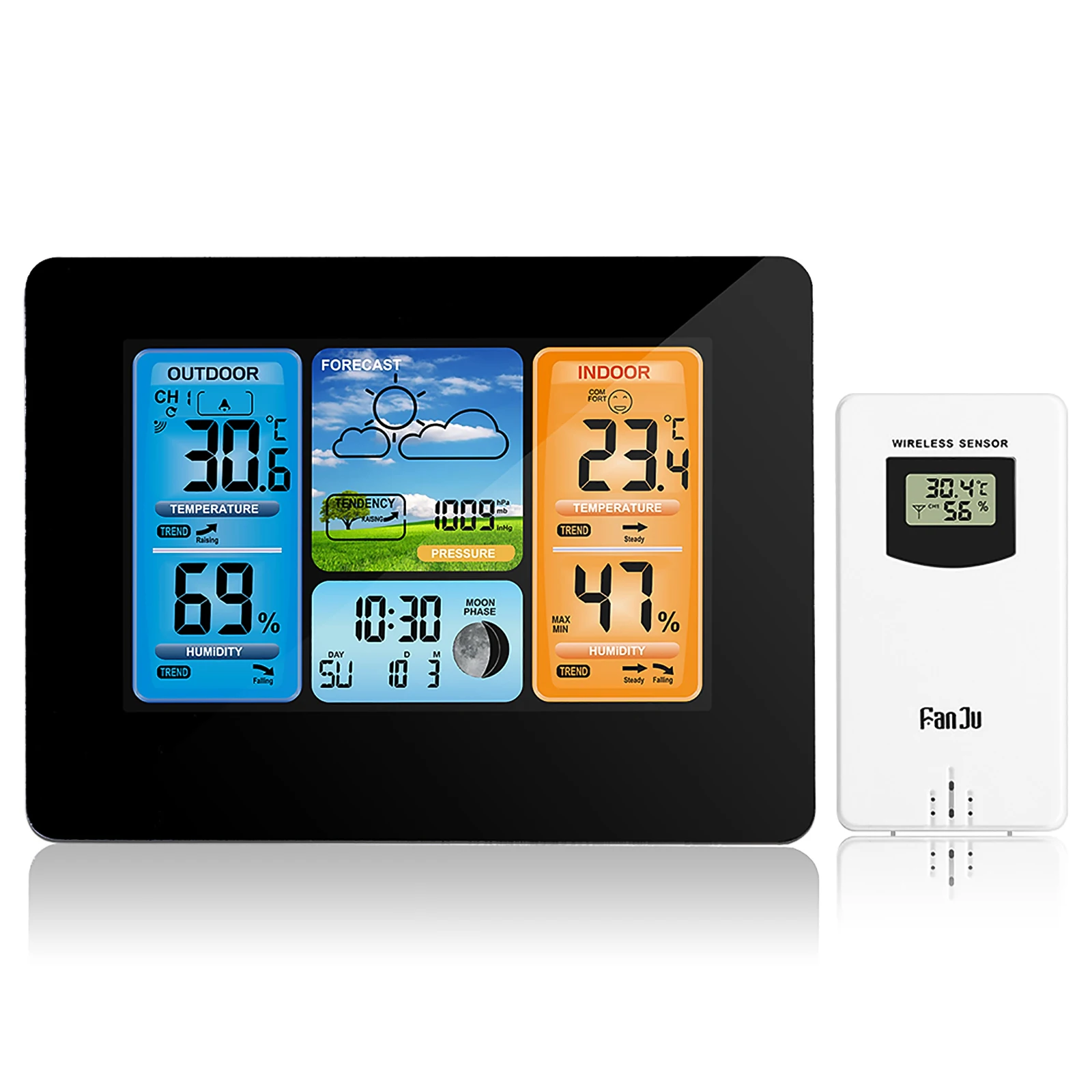 

Wireless Weather Station Forecaster Indoor Outdoor Thermometer Hygrometer With Sensor Color Touch Screen Alarm Clock Calendar