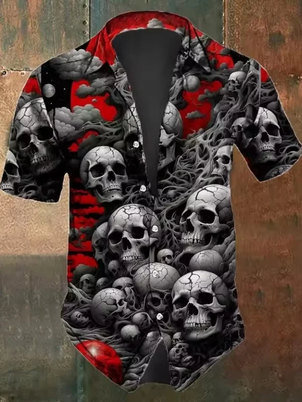 

Loose ort Sve Button up Collar irt Youth Summer Casual Print Cotton Men's Faion Regular Fit Lapel Chinese Brand