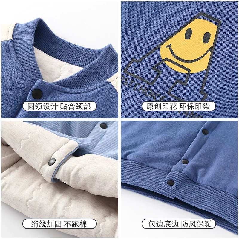 Children's school uniform artifact, warm cotton jacket with inner lining and cotton cardigan, inner layer and outer layer, autum