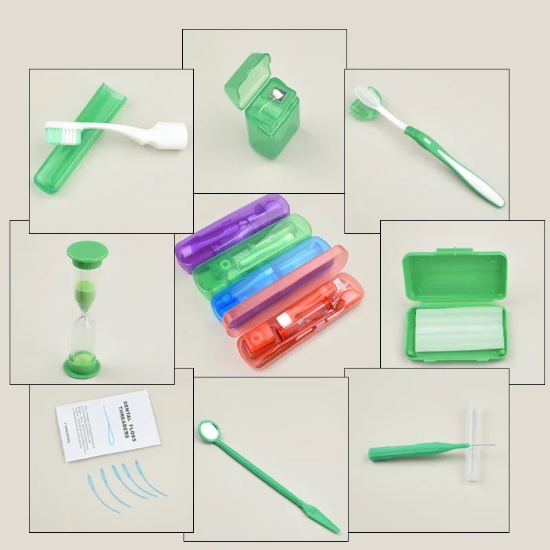 

Oral Care Kit Set Braces Toothbrush Foldable Dental Mirror Interdental Brush and More with Carrying Case