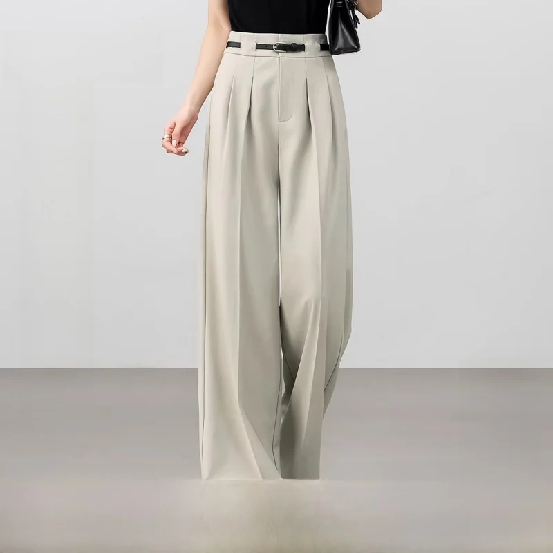 

Женские повседневные брюки для поездок на работу, с высокой талией, прямые, с цветными вставками, стройнящий дизайн, из полиэстеровой смеси, весна 2026