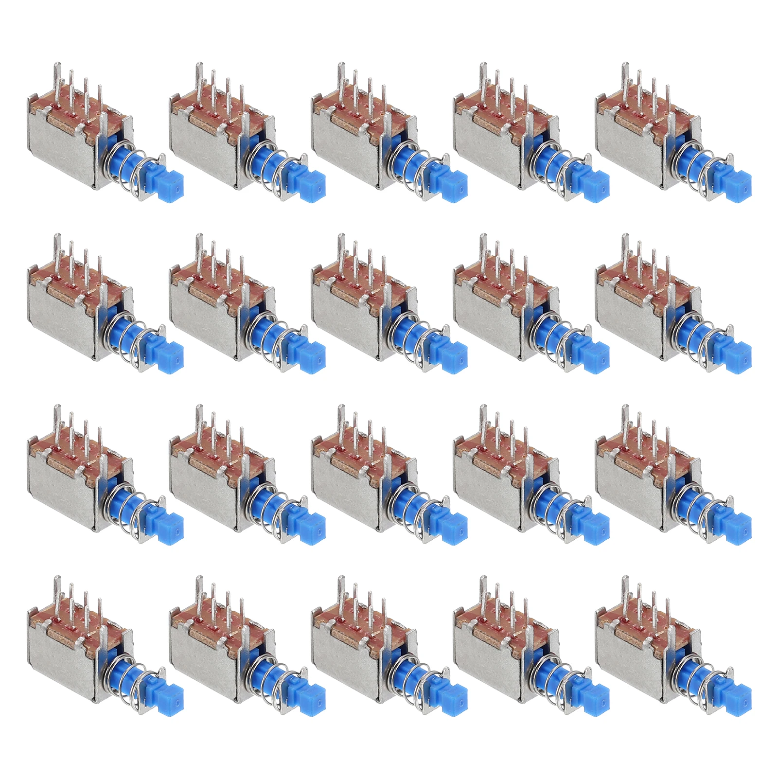 20Pcs 0.3A DC 30V 6 Pin 1 Position Soldering Latching(DPDT) Push Button Power Switch Push Button Switch Piano Type PS-22E05