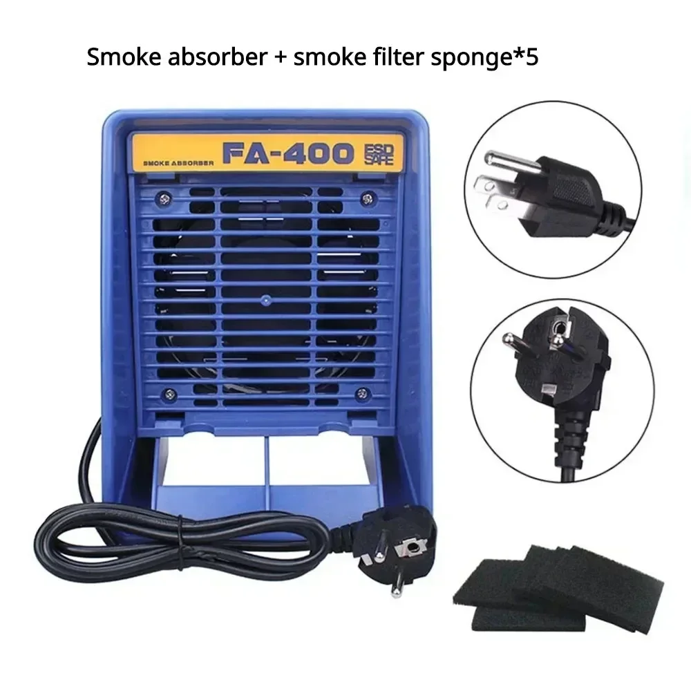 220 V/110 V FA-400 fer à souder absorbeur de fumée ESD extracteur de fumée Instrument de fumée avec 5 pièces éponge de filtre à charbon actif gratuit