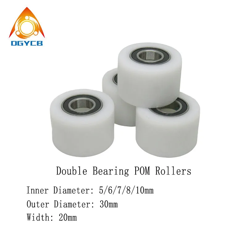 1pcs 8x30x20 Plastic Double Bearing POM Coated Roller BST69830-20 30mm Diameter Nylon Guide Wheel 8*30*20 Plastic Bearing