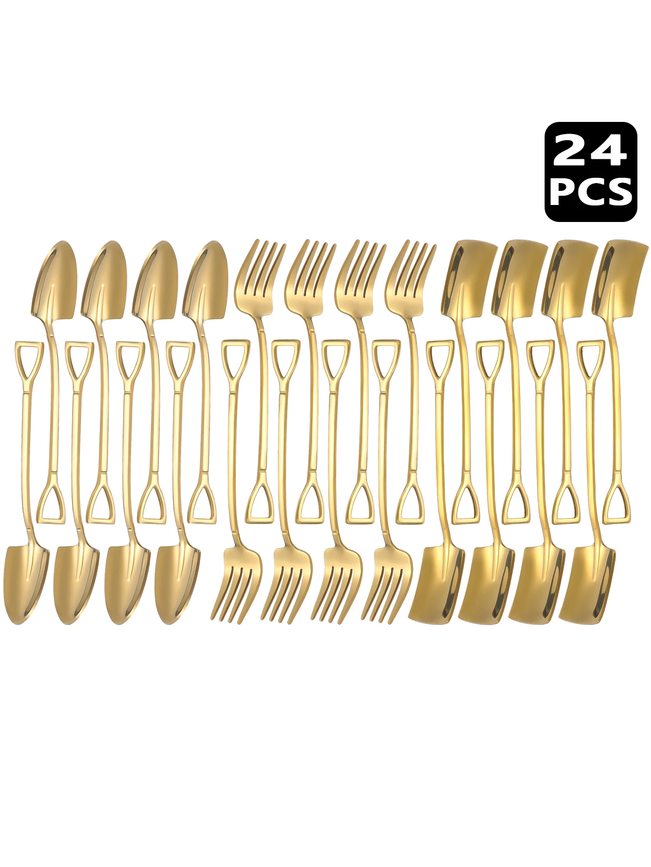 3/9/24pcs Stainless steel dessert fork spoon ice cream spoon fruit fork set, suitable for home, restaurant, hotel, party