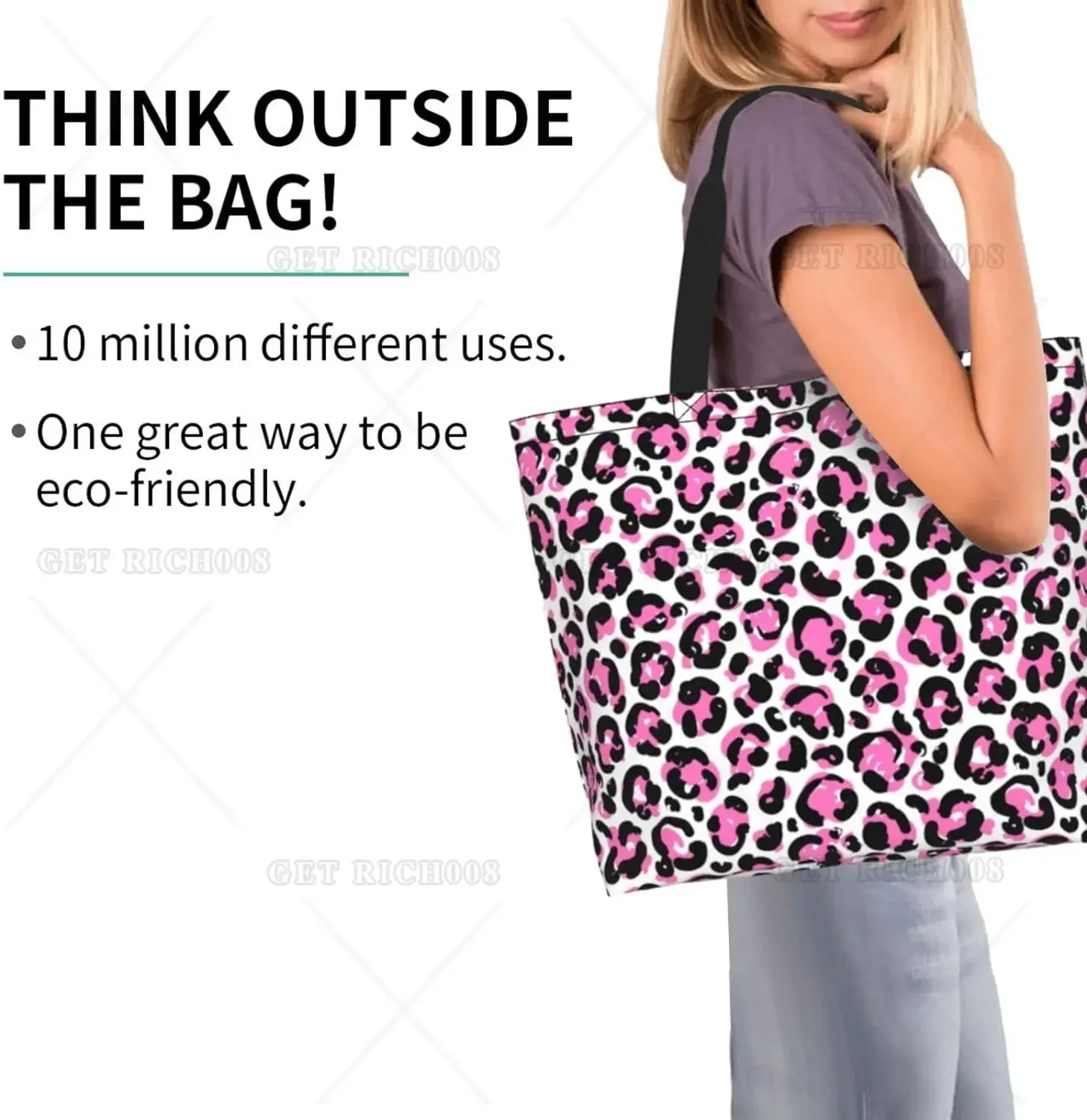 Borsa a tracolla con stampa leopardata rosa borsa a tracolla Casual borsa a tracolla riutilizzabile Shopping Work borsa da viaggio per la spesa Tote Gifts for Women