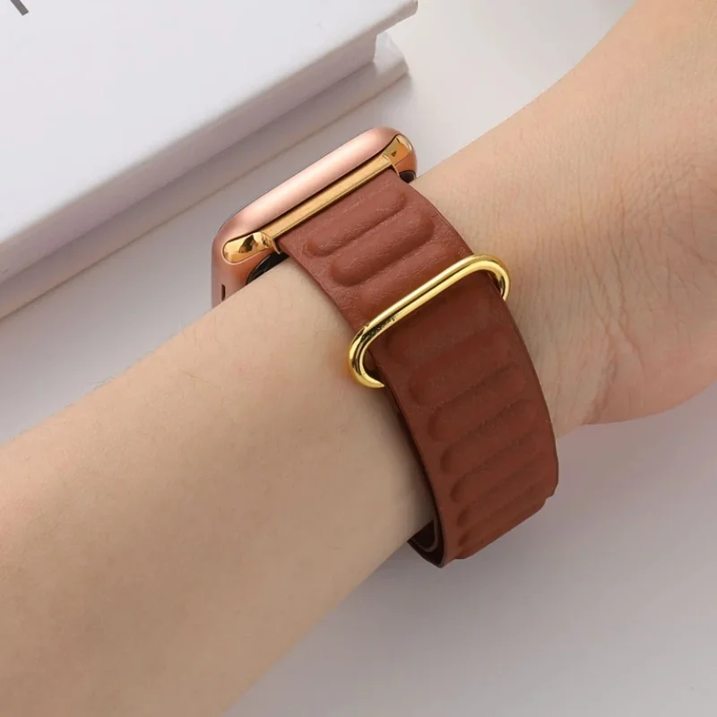 حزام من الجلد لساعة أبل باند 45 مللي متر 41 مللي متر 44 مللي متر 40 مللي متر 46 مللي متر 42 مللي متر 49 مللي متر سوار حلقة مغناطيسي لسلسلة iWatch 10 Ultra 2 Band